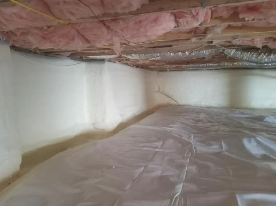Crawl space encapsulation with closed-cell spray foam for Commercial Roof Restoration in Burrillville
